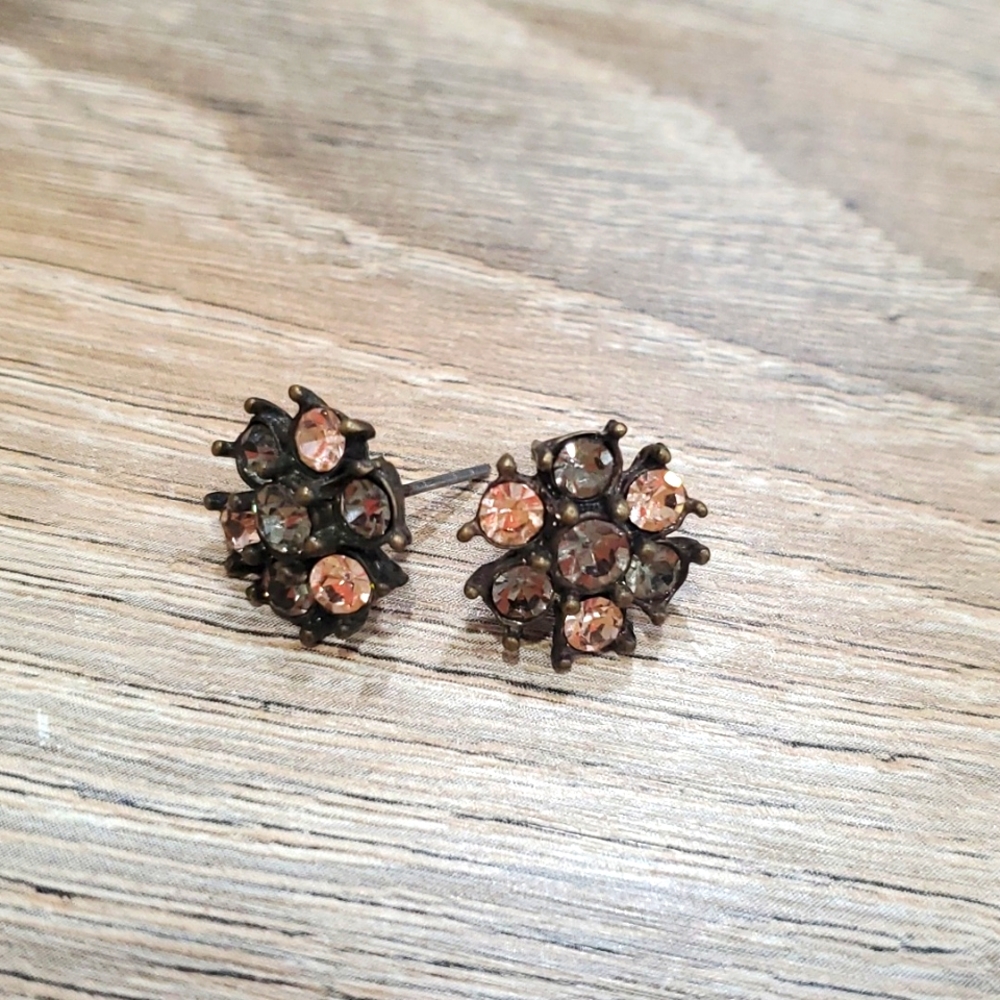 Rose gold and steel grey stud earrings